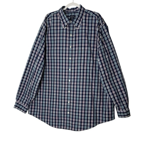 Brooks Brothers Other - Brooks Brothers Oxford Button Down Shirt Men 2XLT Blue Check Long Sleeve Career